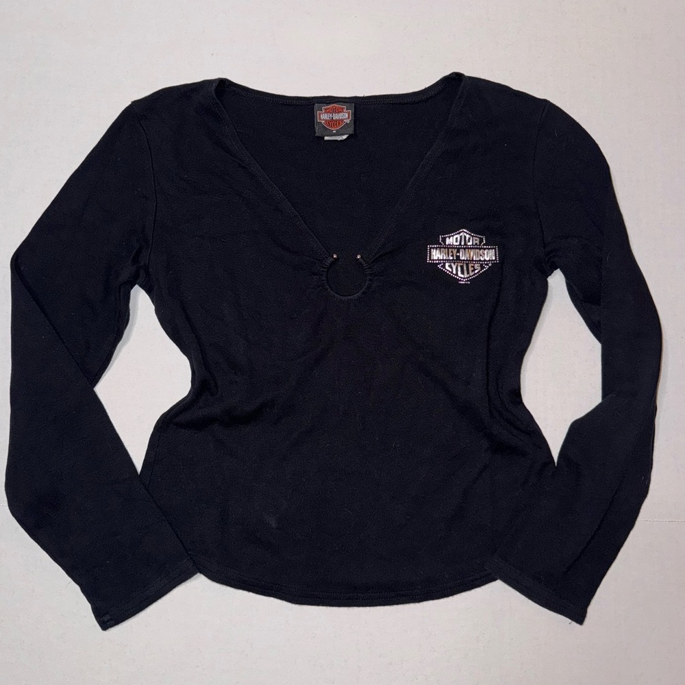 Vintage Harley-Davidson Black Long Sleeve V-Neck Tee